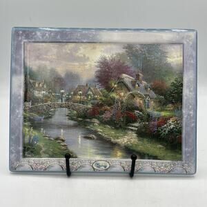 LAMPLIGHT BRIDGE Plate #2 Thomas Kinkade's Bridges Life Cottages Bradford Exch